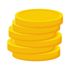 Flat illustration of pile of money coins on isolated background