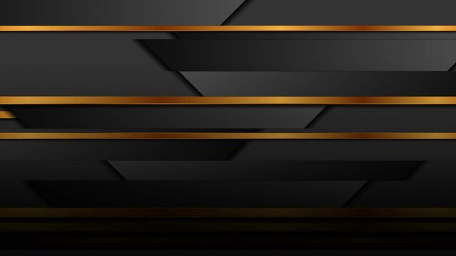 Black and golden tech geometric abstract background. Seamless looping corporate motion design. Video animation Ultra HD 4K 3840x2160