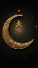 Obraz na płótnie Canvas the moon and stars, Eid mubarak, elements and backhground