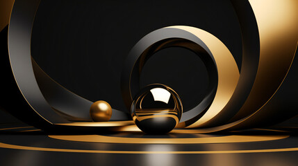 3d abstract black gold minimal modern geometric background