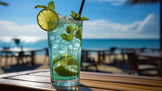 mojito cocktail on the beach