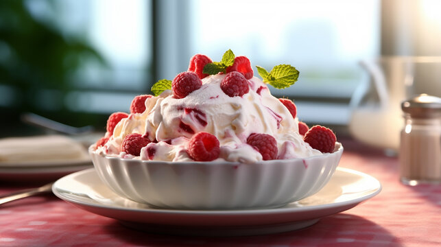strawberry ice cream HD 8K wallpaper Stock Photographic Image 