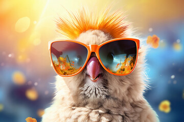 Fototapeta premium sunglasses on the snowowl, bird, cartoon, illustration, sunglasses, glasses, vector, animal, funny, night, icon, design, 