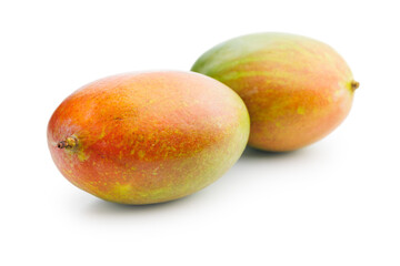 Ripe mango fruit isolated on white background.