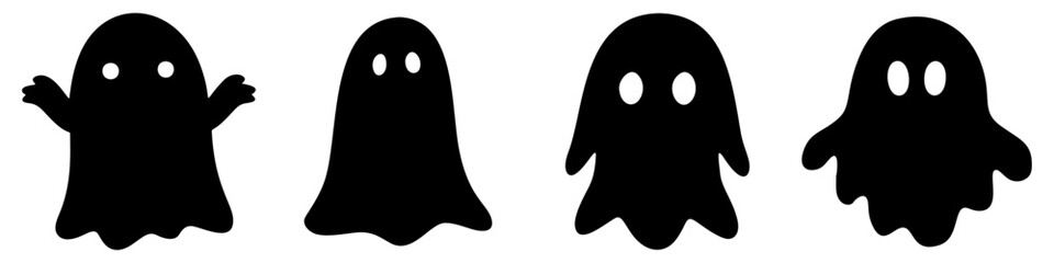 set of ghost doodle, boo black vector