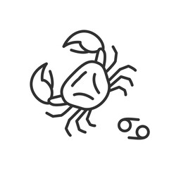 Cancer, linear icon. Zodiac sign. Line with editable stroke