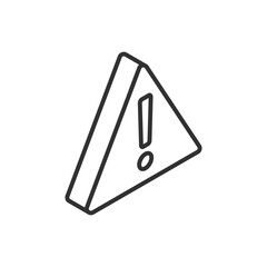 Triangular sign, linear icon, exclamation mark. Line with editable stroke. Isometric