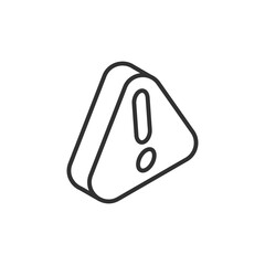 Triangular sign with an exclamation mark, linear icon. Line with editable stroke. Isometric