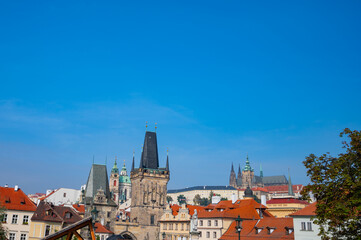 Obraz premium Prague, Czech Republic - September 26, 2023 - View of Charles Bridge, and the surroundings of Prague's Old Town.