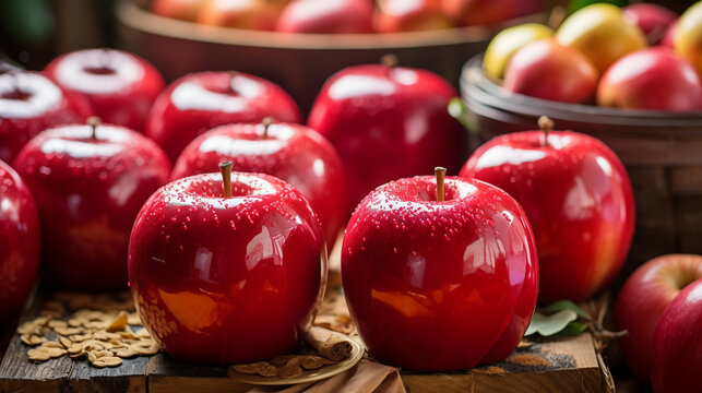 apples in a basket HD 8K wallpaper Stock Photographic Image 
