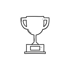 A hand-drawn doodle trophy on a white background.