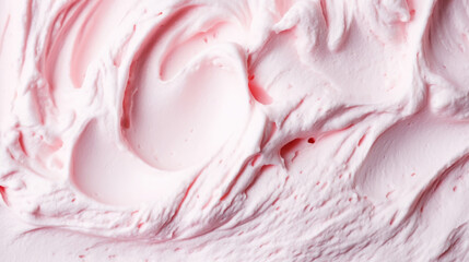 Fototapeta na wymiar Close-up of ice cream texture. Top view of frozen pink gelato surface. Food background. Generative AI