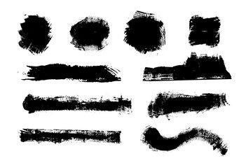 Mega bundle collection of different ink Vector Black paintbrush strokes. rectangle, square and round freehand drawings. Dirty watercolor texture, use to social media business background decoration.