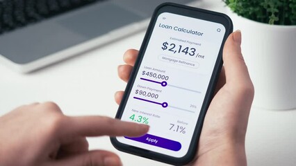 A loan application for mortgage refinancing gets approved. Buying house online.