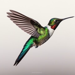 a hummingbird flying in the air - obrazy, fototapety, plakaty