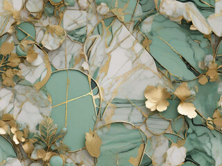 Stylish Fusion: Mint Green with Elegant Gold Leaf Touch