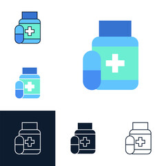 Icons Drugs from Medical Assistance Related Vector Simple.