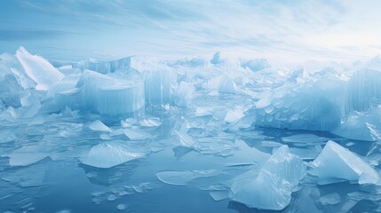 antarctica tabular icebergs landscape illustration polar ocean, frozen beauty, pristine blue antarctica tabular icebergs landscape
