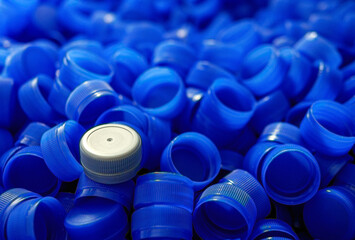 Grey plastic bottle caps on top to depict the concept of standing out from the crowd, dare to be...