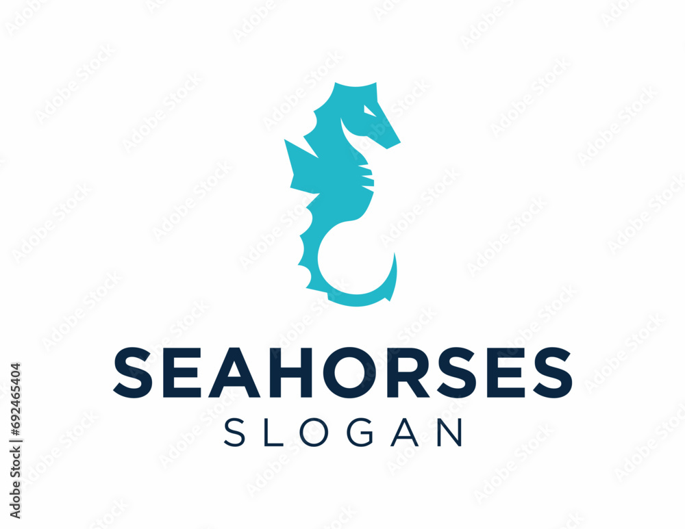 Poster logo design about seahorse on a white background. made using the coreldraw application.