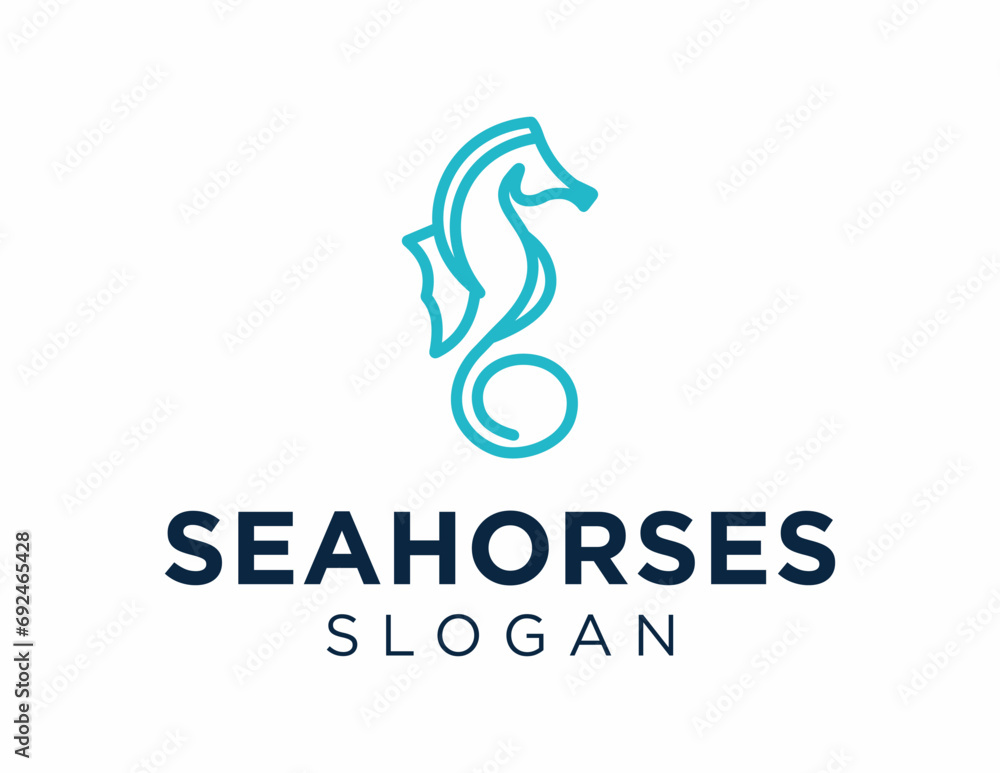 Poster logo design about seahorse on a white background. made using the coreldraw application.