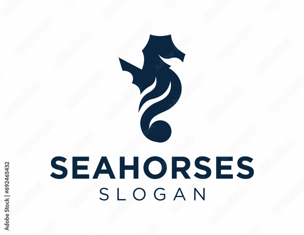 Poster logo design about seahorse on a white background. made using the coreldraw application.