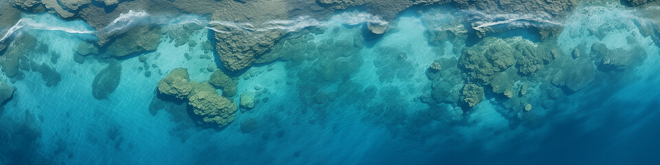 Fototapeta na wymiar blue water drone view