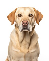 Old Labrador Pet - 11 Year Old Labrador Retriever Sitting in Studio Isolated on White Background