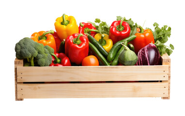 Fresh Produce in Wooden Crate On Isolated Background