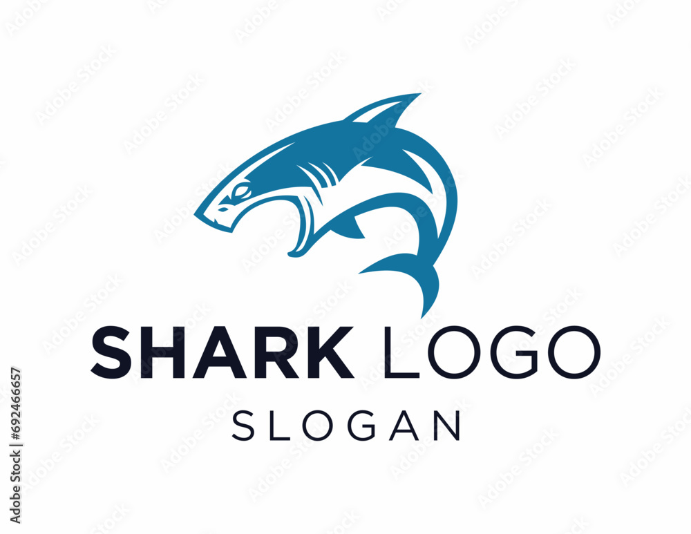 Poster logo design about shark on a white background. made using the coreldraw application.