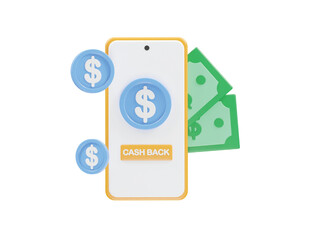 Cashback icon 3d render illustration element