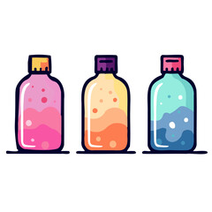 set of bottles with liquid
