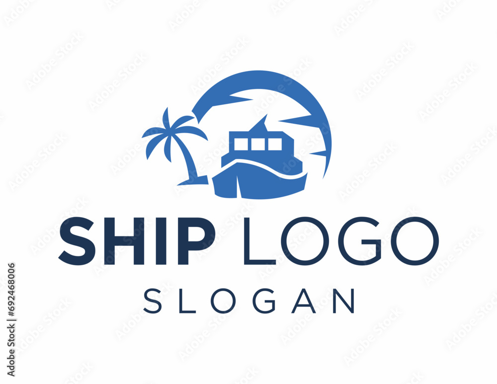 Poster logo design about ship on a white background. made using the coreldraw application.