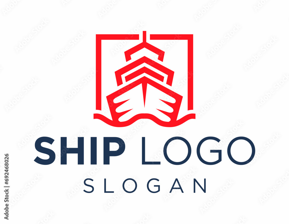 Poster logo design about ship on a white background. made using the coreldraw application.