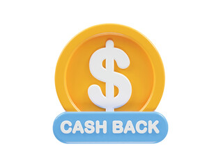 Cashback icon 3d render illustration element