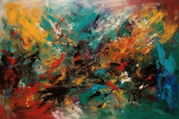 Abstract Artistic Background with Colorful Acrylic Paint on Canvas