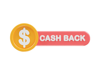 Cashback icon 3d render illustration element