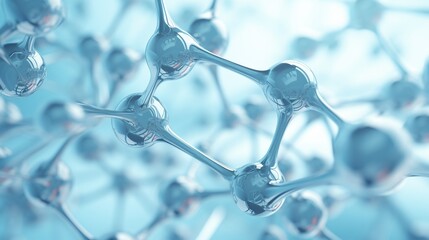Light blue molecules chemistry biotechnology close-up image