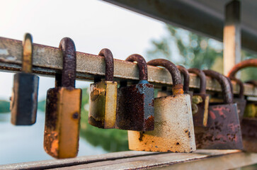old iron padlock close up