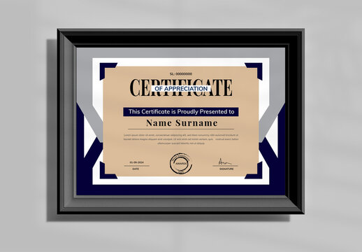 Certificate of appreciation template modern line pattern