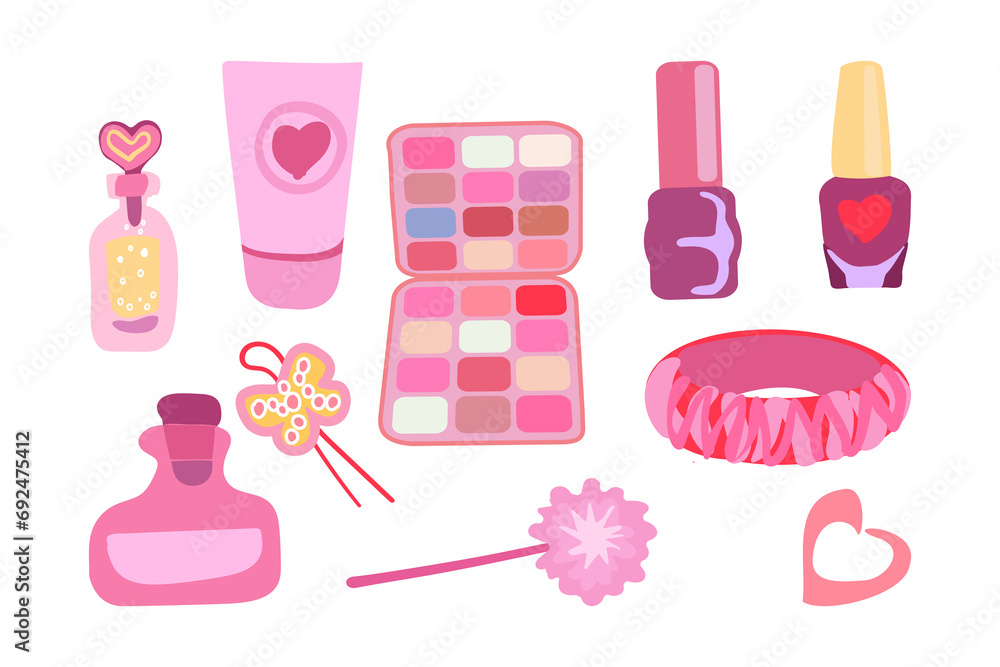 Wall mural Pink cosmetics. Fashion trends. Vector illustration.