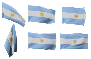 Large pictures of six different positions of the flag of Argentina