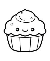 Cute cartoon characters muffins with different emotions in kawaii style.