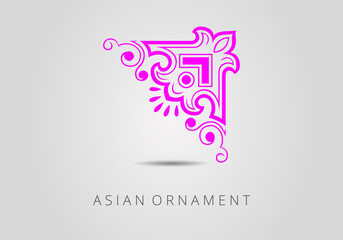 Vintage ornate linear ornament in Kazakh traditional style. Asian floral designs. Abstract Asian elements of the national pattern of the ancient nomads of the Kyrgyz, Mongols, Kazakhs, Tatars.