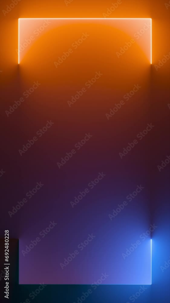 Poster looping 3d vertical video. abstract cycled background with red blue neon frame