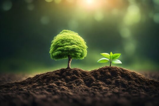 young plant growing in soil © AI artistic beauty