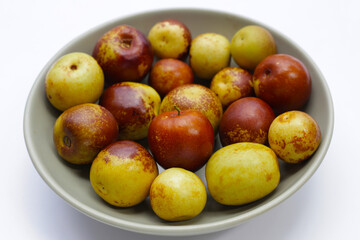 Fresh jujube fruit on white background