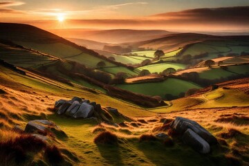 sunrise in the mountains and generated AI