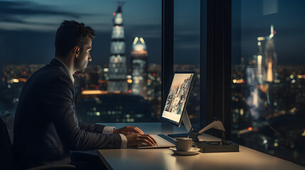Man operating a computer
