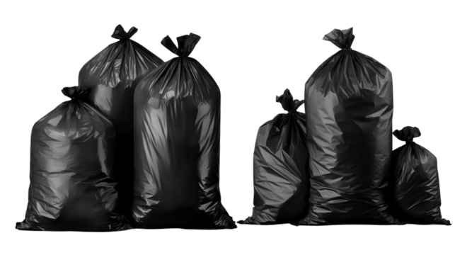 Black garbage bags, 3 black bin bags